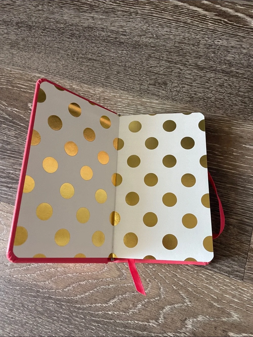 kate spade coral pink hardcover journal with gold foil text